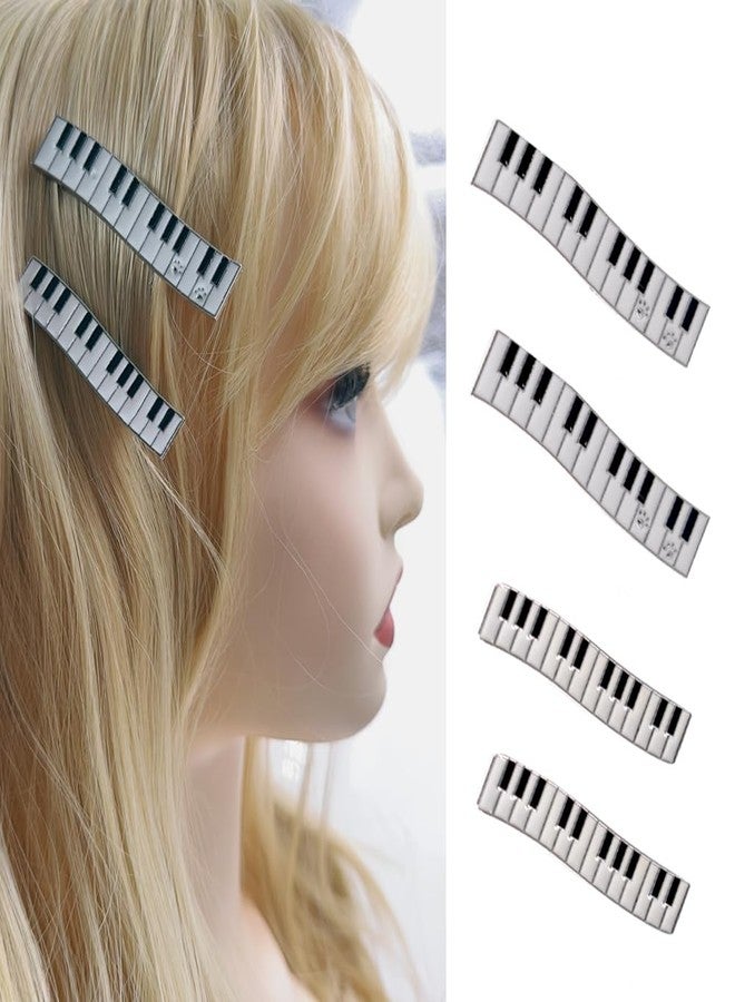 Ynxee 2 Pairs Piano Shaped Metal Hair Clips Alligator Barrettes Headwear Women Girls Hair Accessories, 1 pair large & 1 pair small, Silver - Image 1